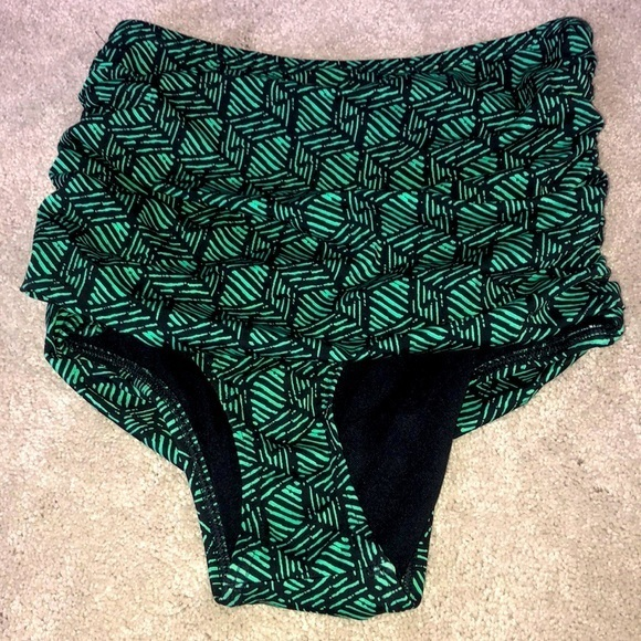 Out From Under High Waisted Bikini‎ Bottom Green Black S - Picture 1 of 12